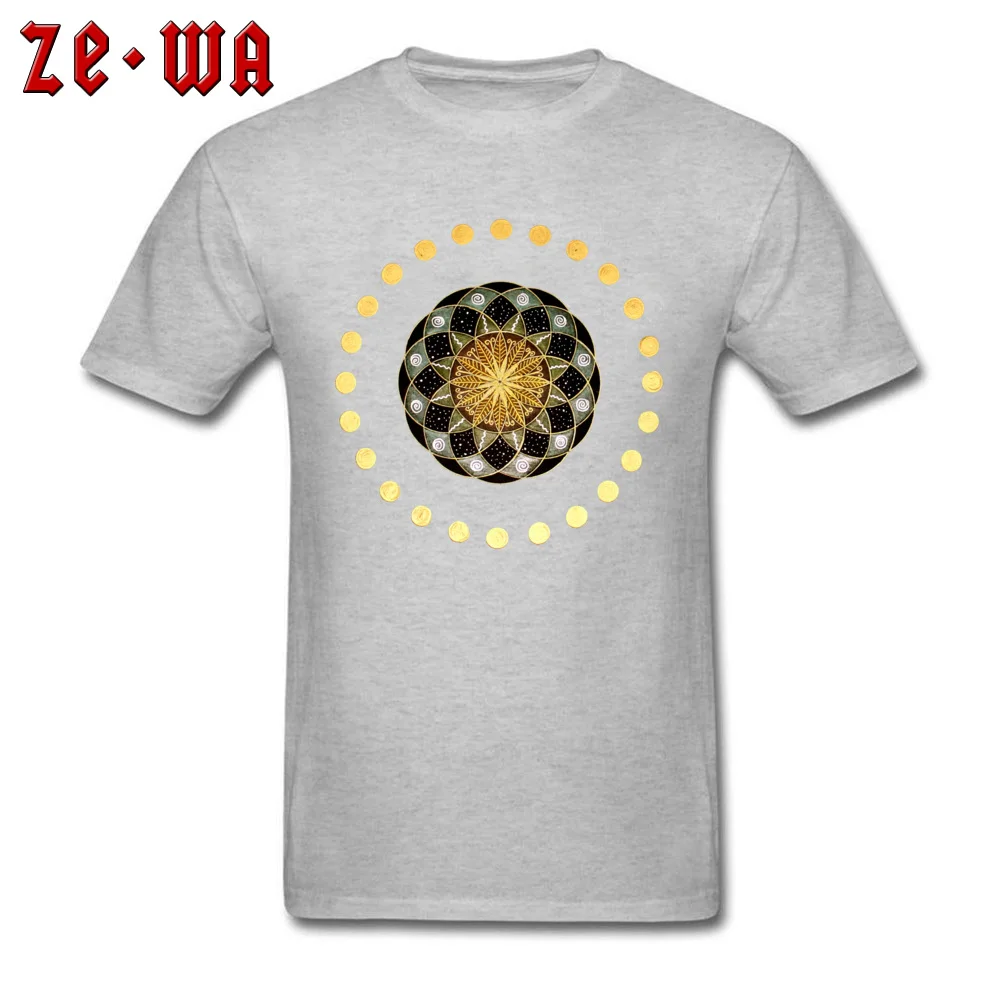 Planetary Mandala Summer T-shirts for Men 100% Cotton ostern Day Tops Shirt Printed Tops Shirt Short Sleeve Funky O Neck Planetary Mandala grey