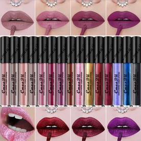 

by dhl or ems 100pcs Women Waterproof Metallic Pigment Matte Lipstick Lip Gloss Makeup Cosmetics Liquid Lipstick