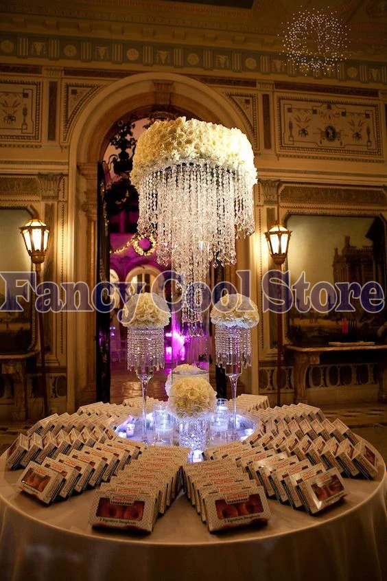 

100cm Tall Crystal Table Centerpieces Flower Stand 5 tier Table Chandelier Wedding Decoration