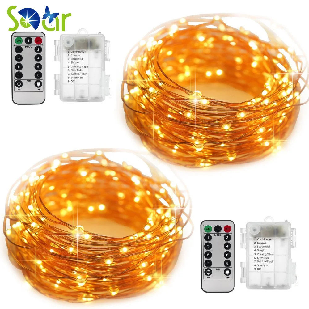 2 Pack Fairy Lights Battery Included 16.4Ft 50 LED 8 Modes Twinkle String Lights 