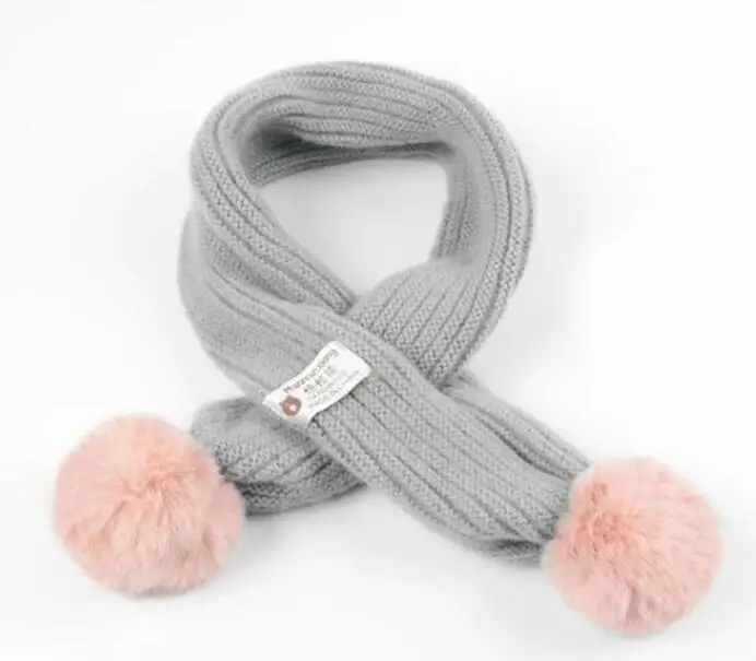 BibiCola Winter baby girl's scarf candy color kids high quality warm Bib new fashion infant soft Plush neckerchief - Цвет: Серый