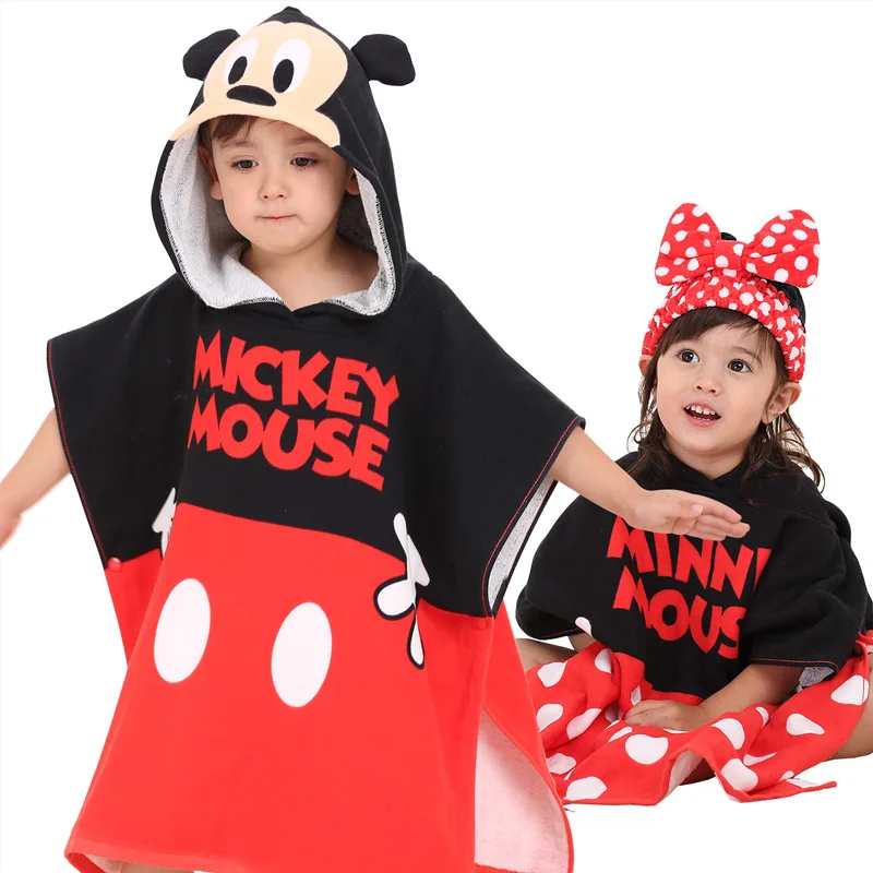 Disney Mickey Pooh/детское банное полотенце с капюшоном 100% хлопковый плащ банный халат