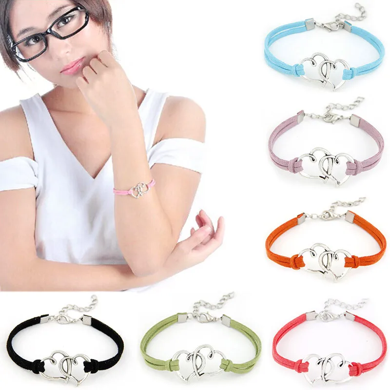 

2019 Europe Hand Made Love Heart Bracelets For Women Adjustable Rope Weave Wristband Bracelets Lovers Jewelry Gift Free Shipping