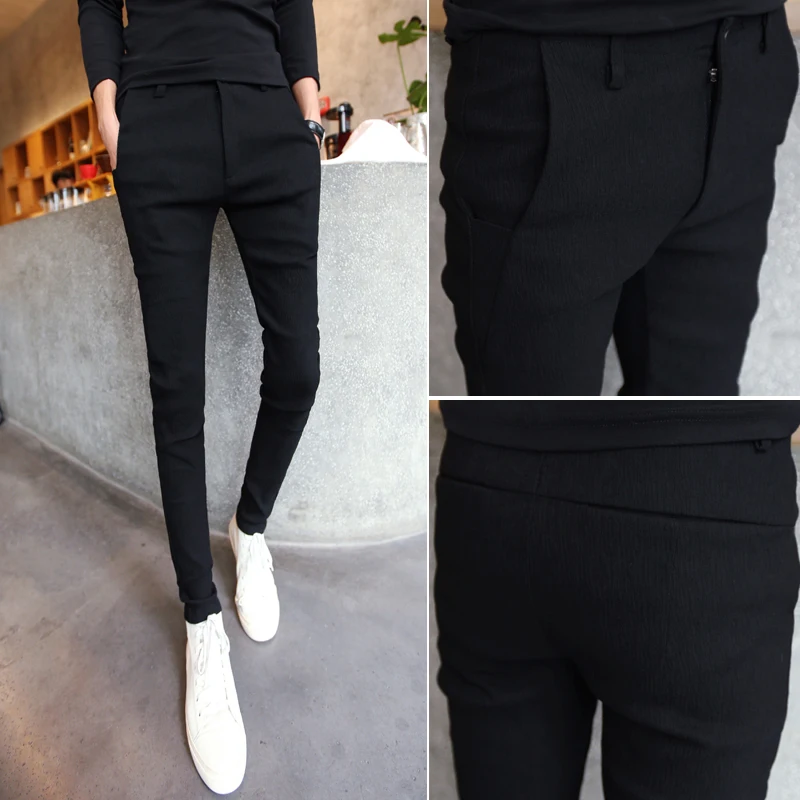 

2019 men's solid color trousers Korean version of the trend of autumn and winter stretch casual pants men's wild slim feet pants