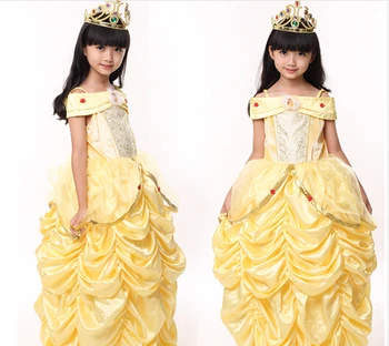 

Beauty and the Beast princess belle Halloween Costumes kid child Girl 100-140cm fashionCostume Suit Fancy Dress Cosplay