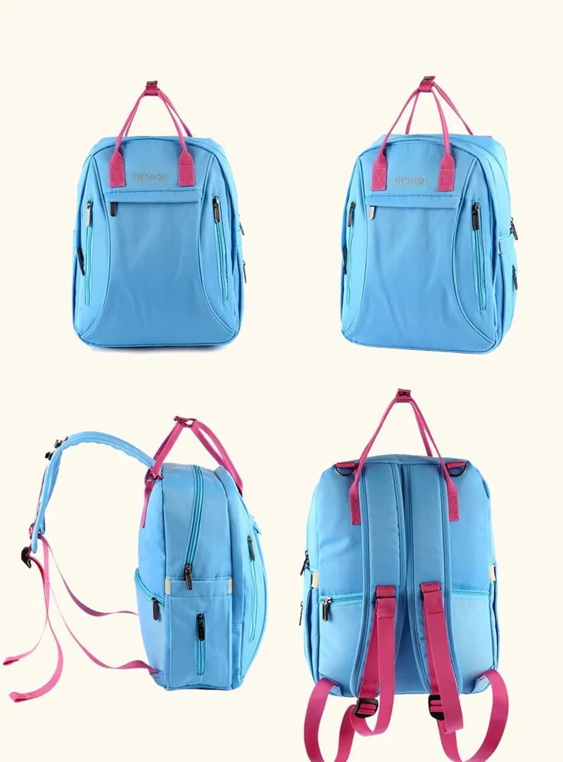 Solid Color Waterprrof Insulation Double Bottle Mummy Diaper Bag 11