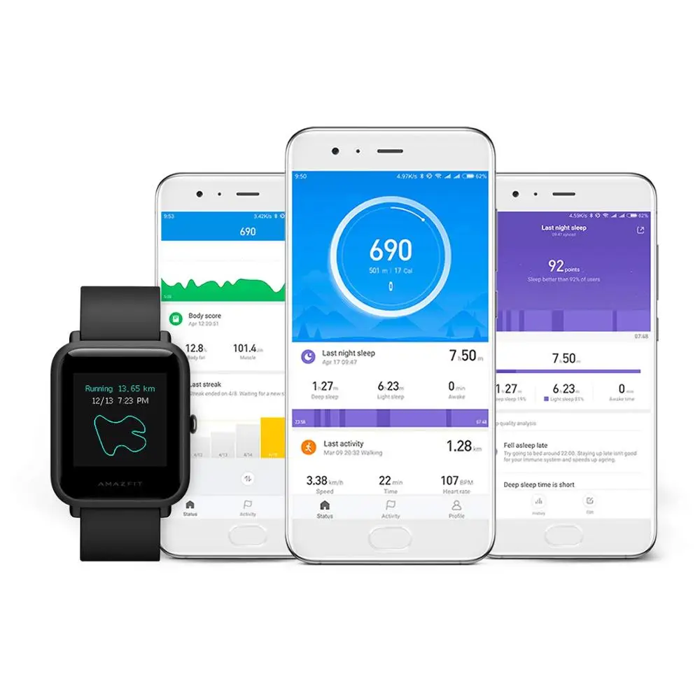 Смарт часы Amazfit Bip 45 дней в режиме ожидания Huami Mifit GPS спортивные напоминания о