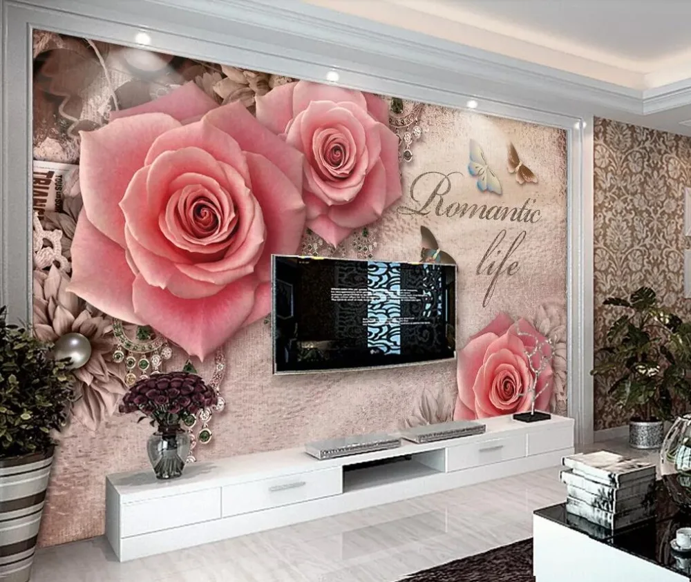

New style restore ancient ways stereo rose gem sitting room bedroom setting wall