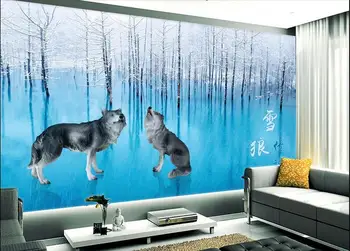 

3d wallpaper custom photo non-woven mural wall sticker 3 d Hd snow Wolf painting picture room wallpaper for walls 3d