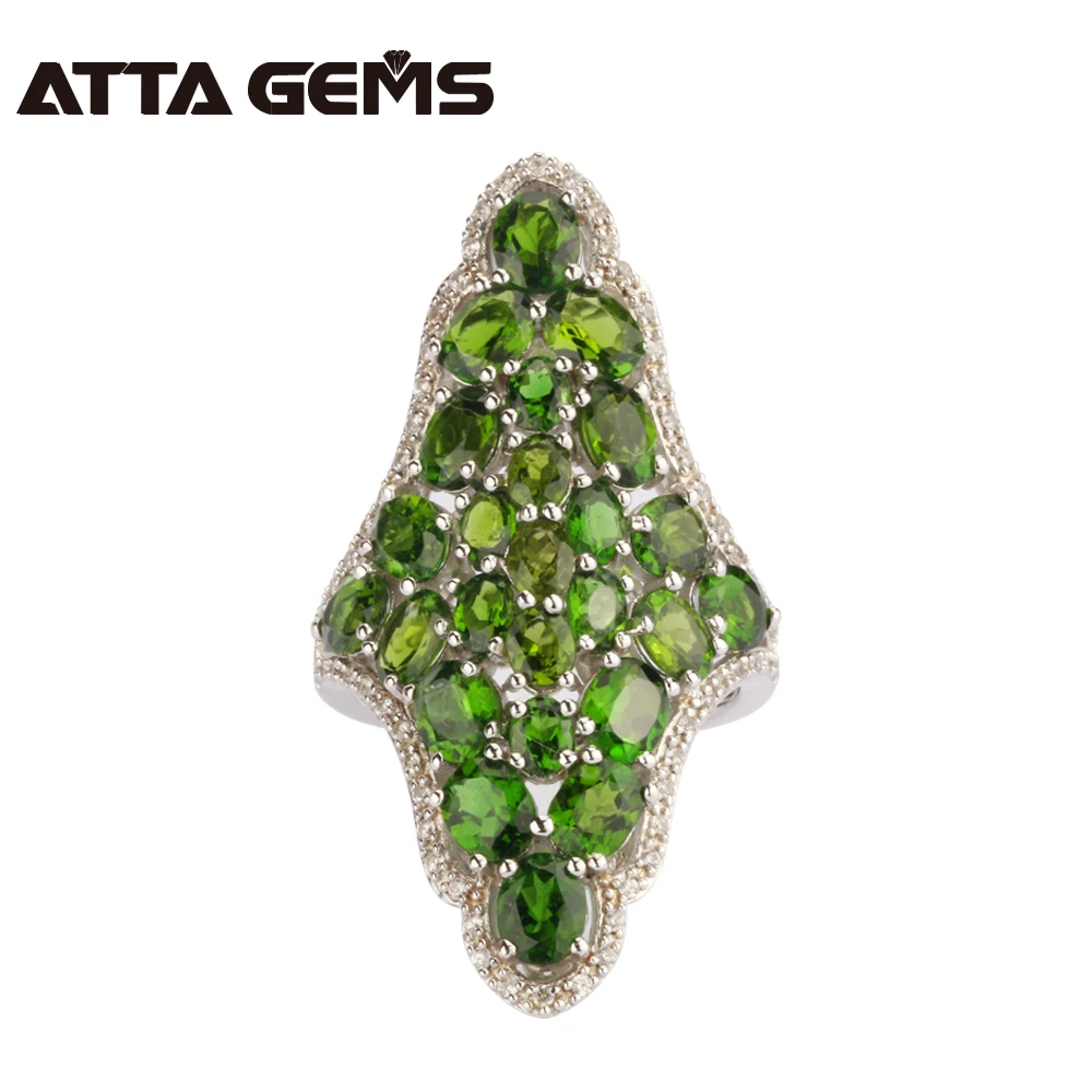 

Natural Chrome Diopside Sterling Silver Ring For Women Solid Silver 25 Pieces Natural Stone Profesional Cutting Top Quality