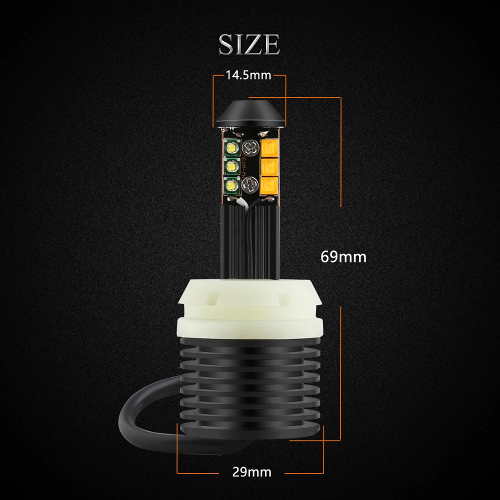 1 пара ламп указателя поворота S25 1156 PY21W BAU15S 3156 T20 7440 Белый/янтарный двухцветный
