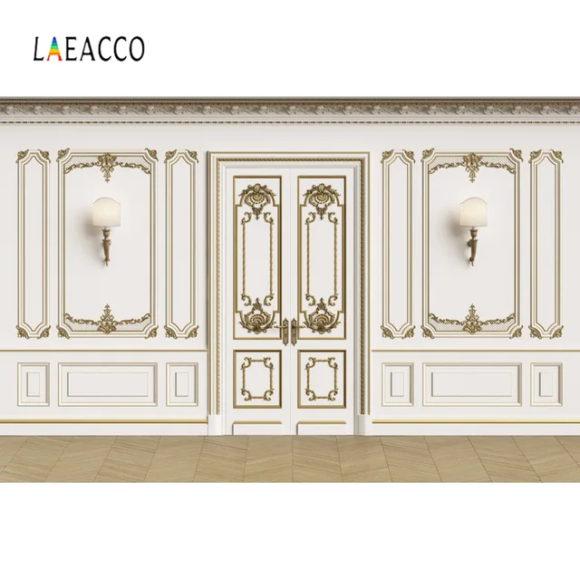 Laeacco Vintage Chic Wall Door Wedding Birthday Party Bulb Baby Room Interior Photo Background Photography Backdrop Photo Studio