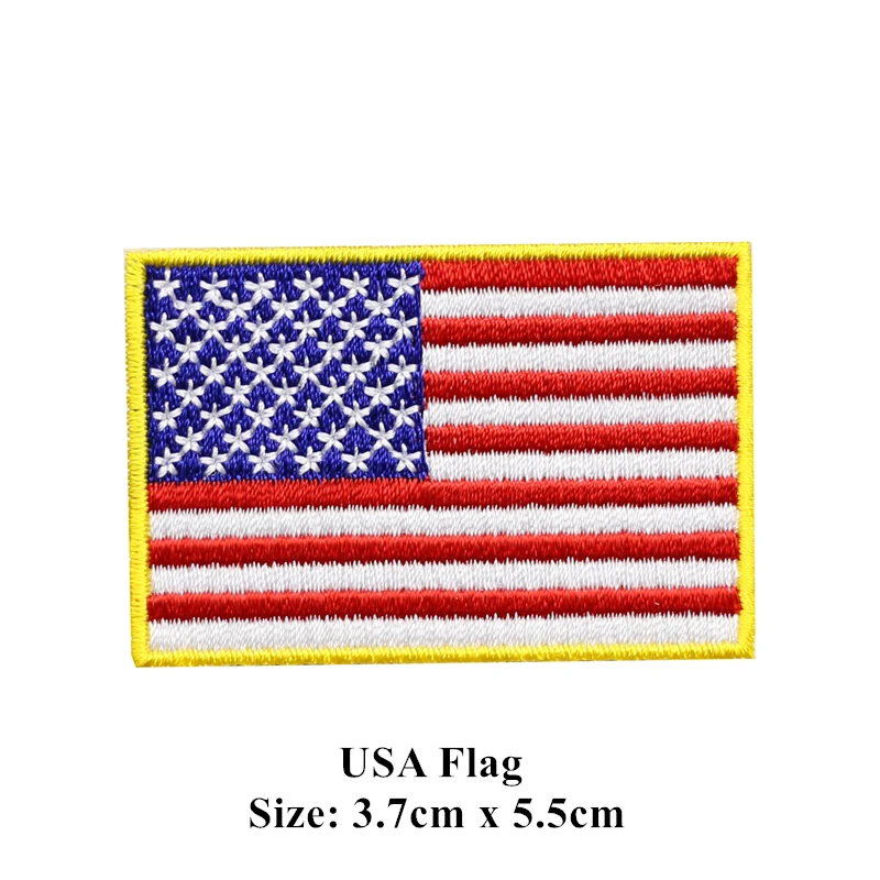 American Flag Embroidered Patch Gold Border Uniform Emblem Decal USA United States of America Military by Uniform World