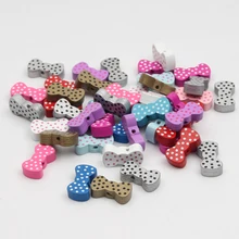 DIY 60 шт. яркие деревянные бусины в форме милого банта имеют точечный узор деревянные бусины 21*11 мм деревянные бусины для изготовления ювелирных изделий