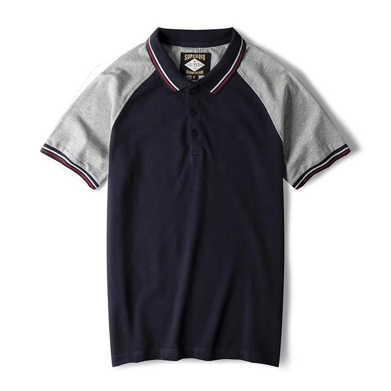 

Dropshipping GustOmerD 2019 Brand Men's Polo Patchwork Slim Fit 100% Cotton Polo Shirt Men Fashion Casual Business Polos Men