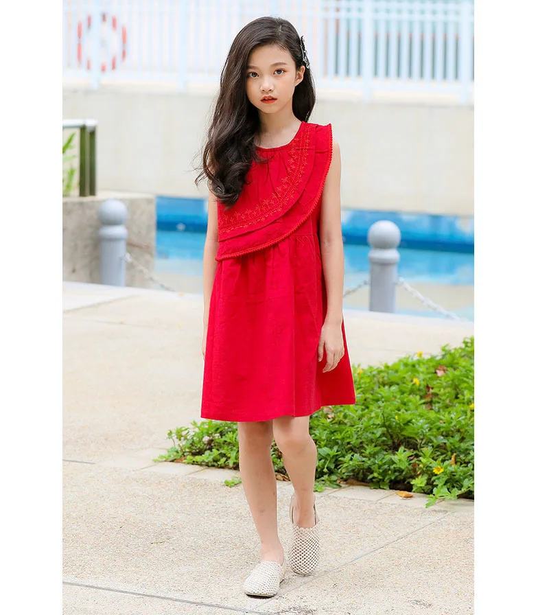 Ruffles Sleeveless Knee Length Dresses For Teenage Girls Summer 2019 A Line Baby Dress Kids Clothing Children Princess Costume (15).jpg