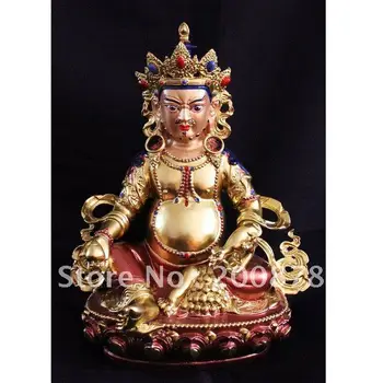 

TBC809 Nepali gold plated Brass Buddha Status,Yellow Jambhala,12'',low MOQ,Free ship