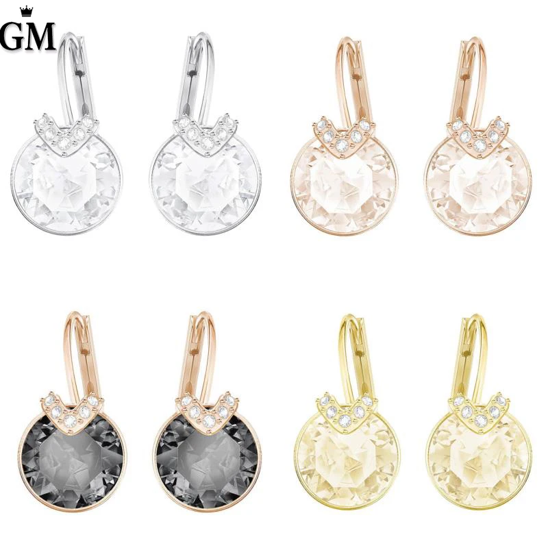 

GM Original Copy High Quality 1:1 SWA Multi-Color Cubic Zirconia Gold-Plated Ear Nail With Logo Free Mail