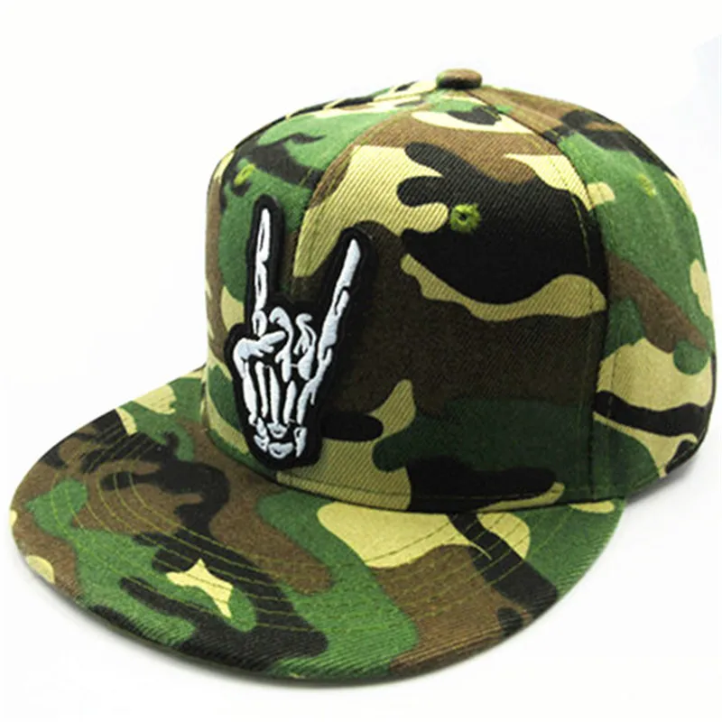 LDSLYJR skull gesture embroidery cotton Baseball Cap hip-hop cap Adjustable Snapback Hats for men and women 67
