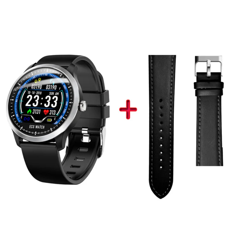N58 ECG Smart Watch support Electrocardiogram Measurement 3D UI Multisport Fitness Tracker Smartwatch free black Silican Strap