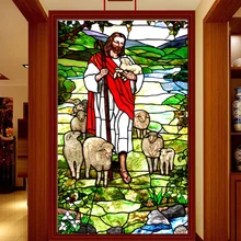 Декоративная самоклеящаяся/Статическая клейкая матовая пятнистая Континентальная оконная пленка может сделать размер на заказ Иисус Христос 028