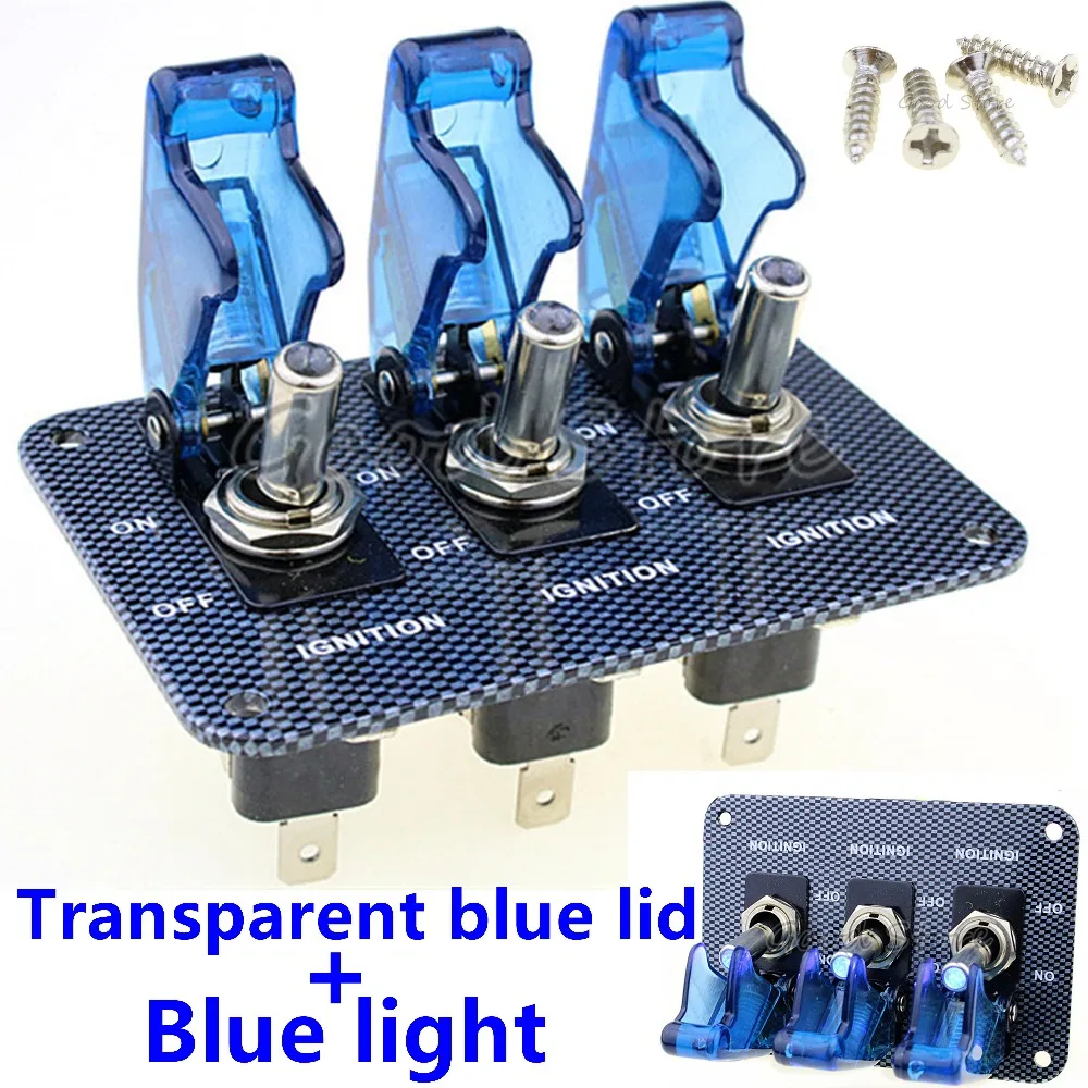 1pcs 3x12v Blue Led Safety Cover Aircraft Toggle Switch