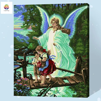 

Frameless Digital Painting By Numbers Kits Pray Angel Landscape Coloring By Numbers For Wedding Unique Gift Wall Decor Deal Free