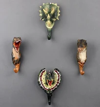 Amerikanischen Dekorative Haken Jurassic Welt Kreative Harz Tier Modell Dinosaurier Mantel Haken Triceratops Wand Hängen Haken