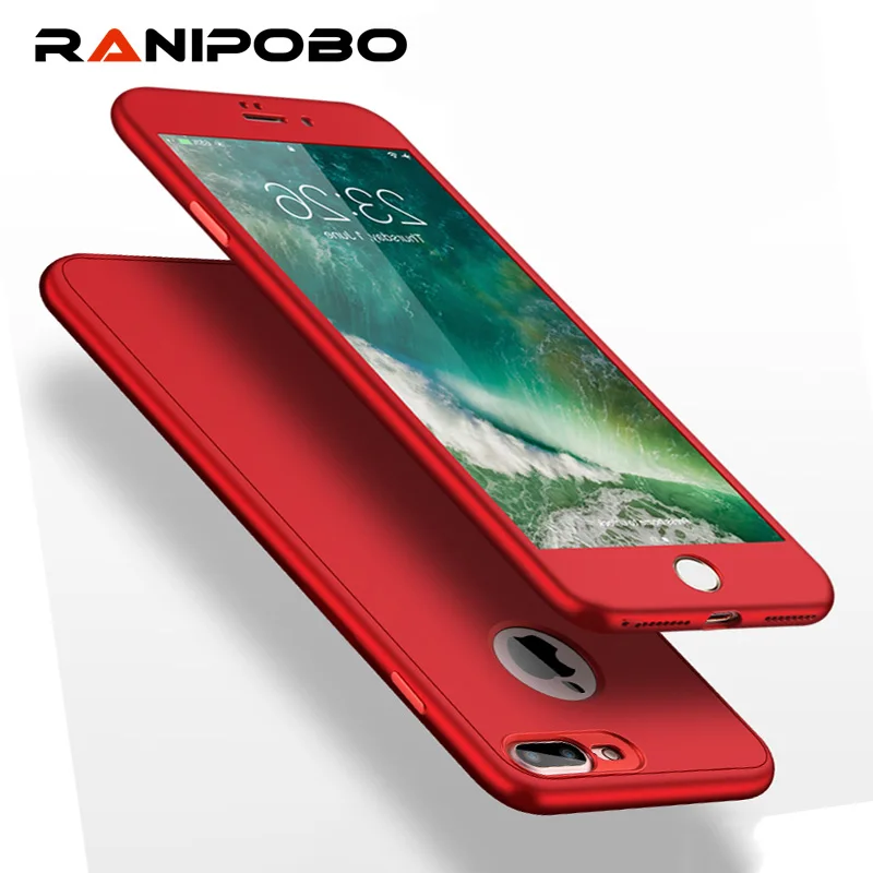 

Full Body Protection Soft TPU Phone Cases with Tempered Glass For iPhone 7 7 Plus 6 6S Plus soft 360 Degree Cover Case
