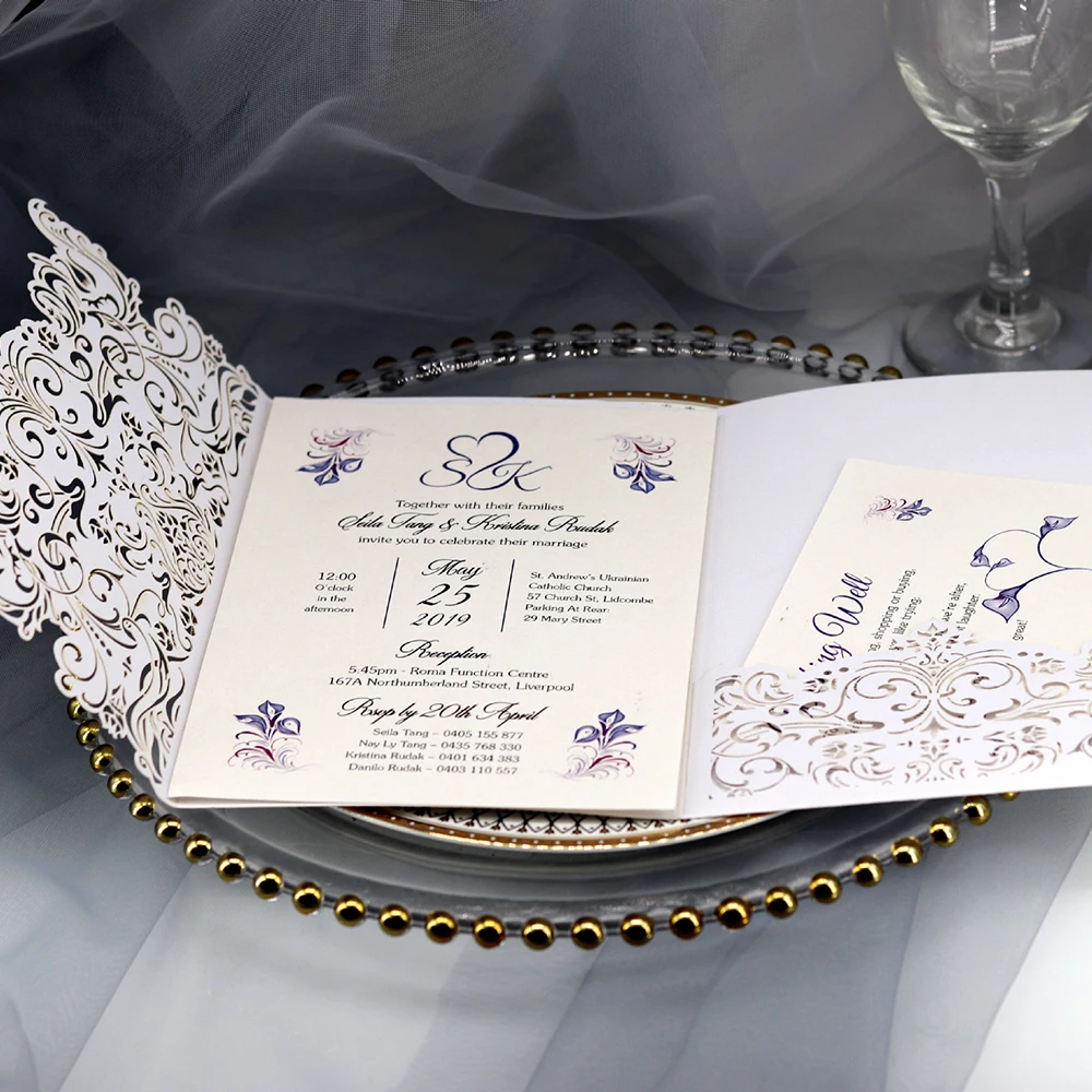  New 10pcs White Laser Cut Wedding Invitations Card Fashion Shape Cards Elegant Event Party Supplies - 33020236950