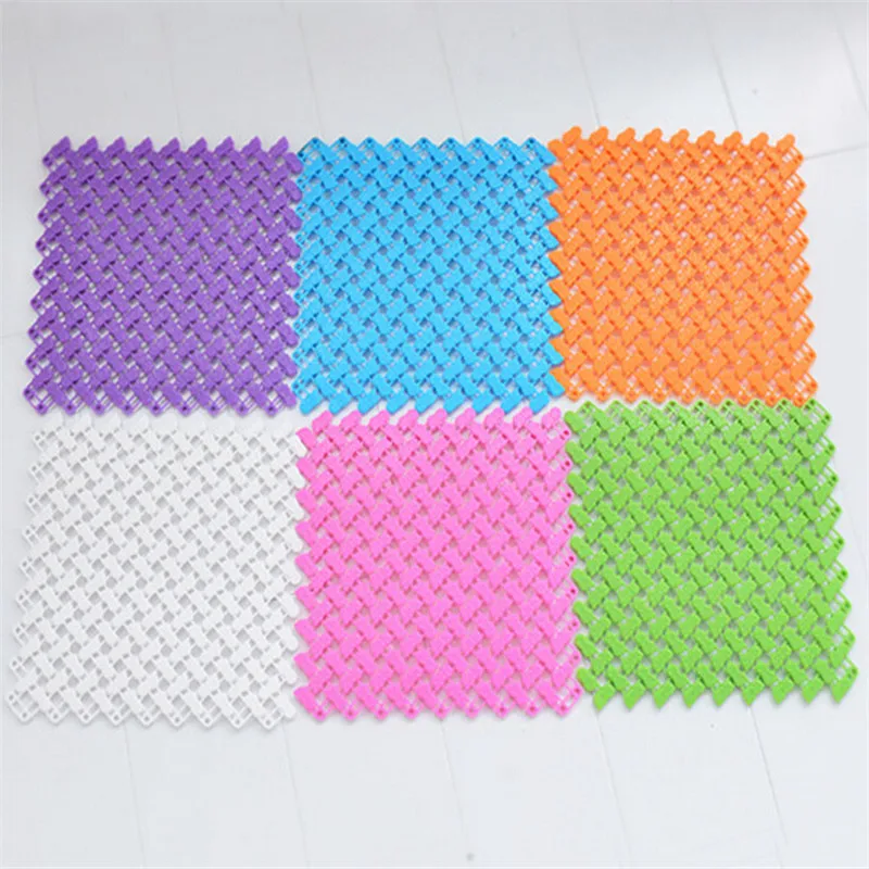 

Square Candy Colors Plastic Bath Mats Easy Bathroom Massage Carpet Shower Room Rubber Non-slip Mat 25x25cm