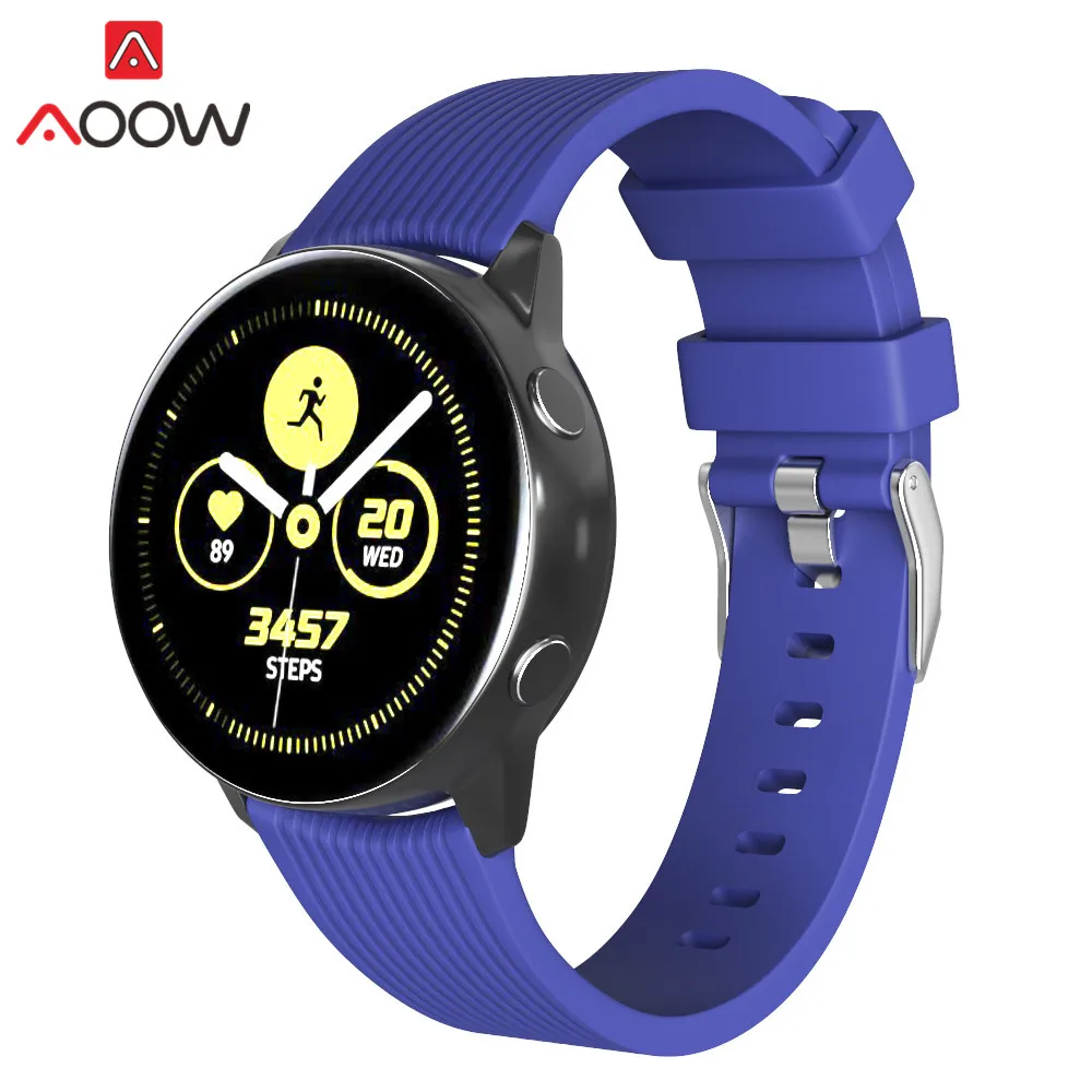 20mm 22mm Silicone Watchband for Samsung Galaxy Watch Active 42mm 46mm Rubber Bracelet Band Strap for Gear S2 S3 SM-R800 SM-R810