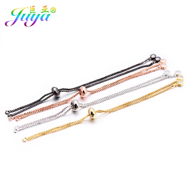 

Supplies For Jewelry Wholesale Copper 2 Loops Adjustable Slider Chains Accessories For Women Fashion Charm Bracelets DIY Making
