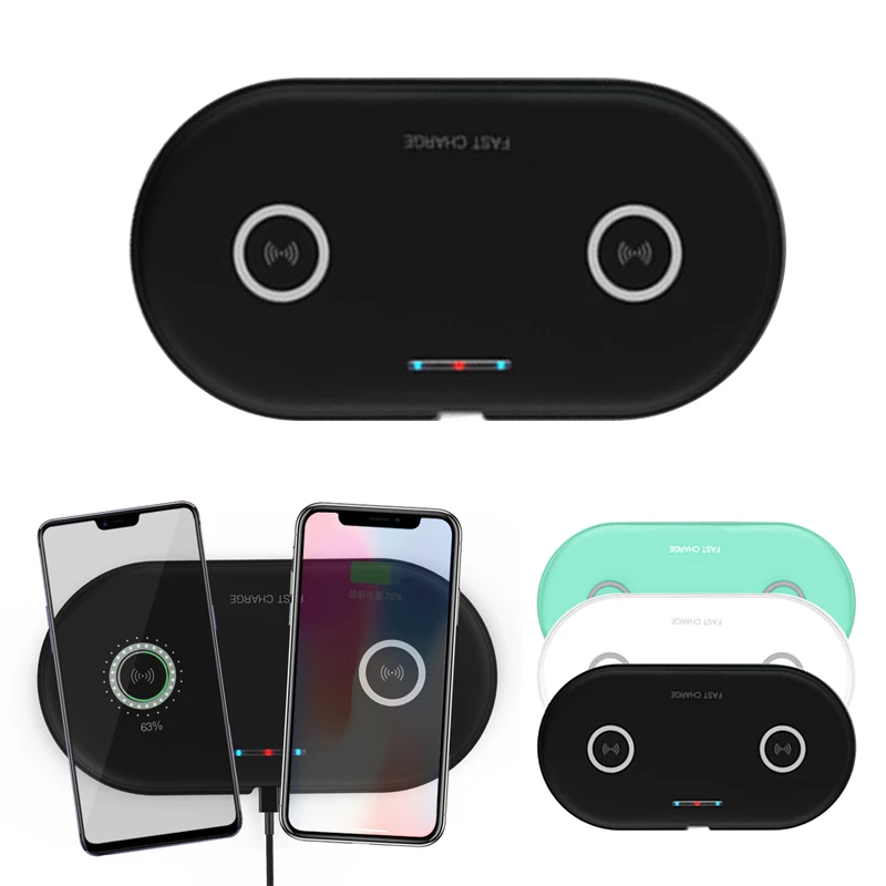 

Dual Qi Wireless Car USB Charger 20W Fast Wireless Desktop Charging Station Dock for xiaomi mi 9 for IPhone X XS Max XR 8 Plus
