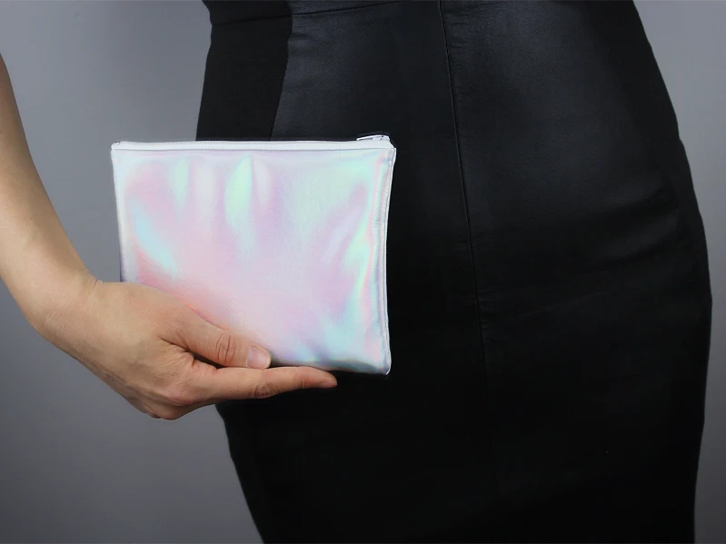 

Vintage Women Hologram Laser Clutch Bag Popular Laser Silver Small Make-Up Bag Purse Clutch Handbag Wallet BagFree Shipping
