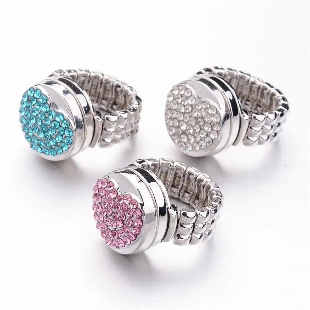 2018 Fashion DIY Adjustable Ring Rhinestone Stretch Rings Jewelry Mixed