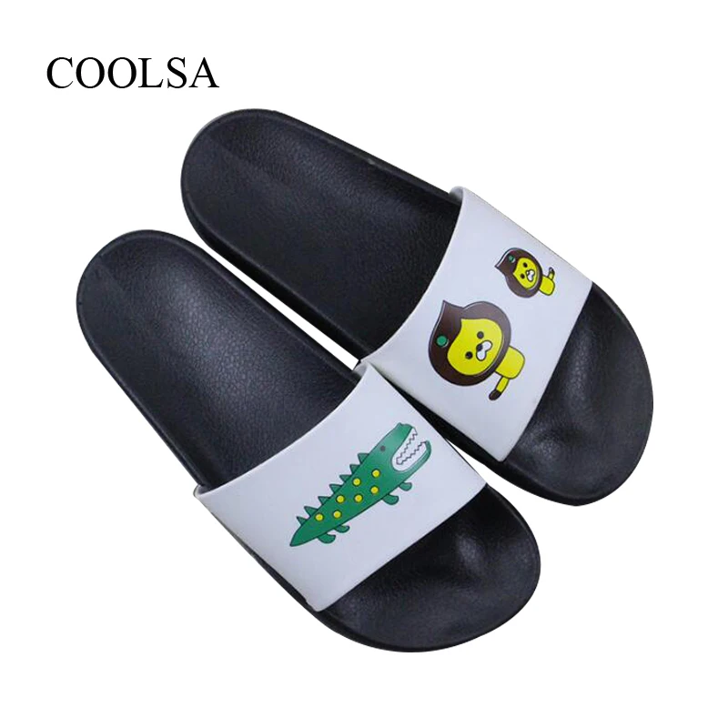 

COOLSA New Women's Cartoon Crocodile Slippers Girl's PVC Creative Print Slippers Summer Cool Beach Flip Flops Wholesale Hot