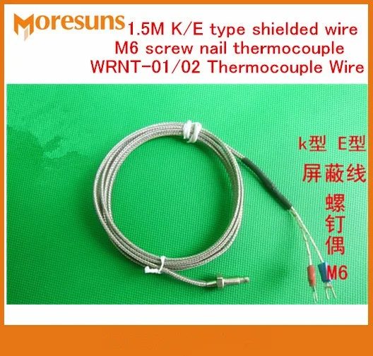 

Free Ship 20PCS/lot 1.5M K/E type shielded wire M6 screw thermocouple WRNT-01/02 temperature sensor probe Thermocouple Wire