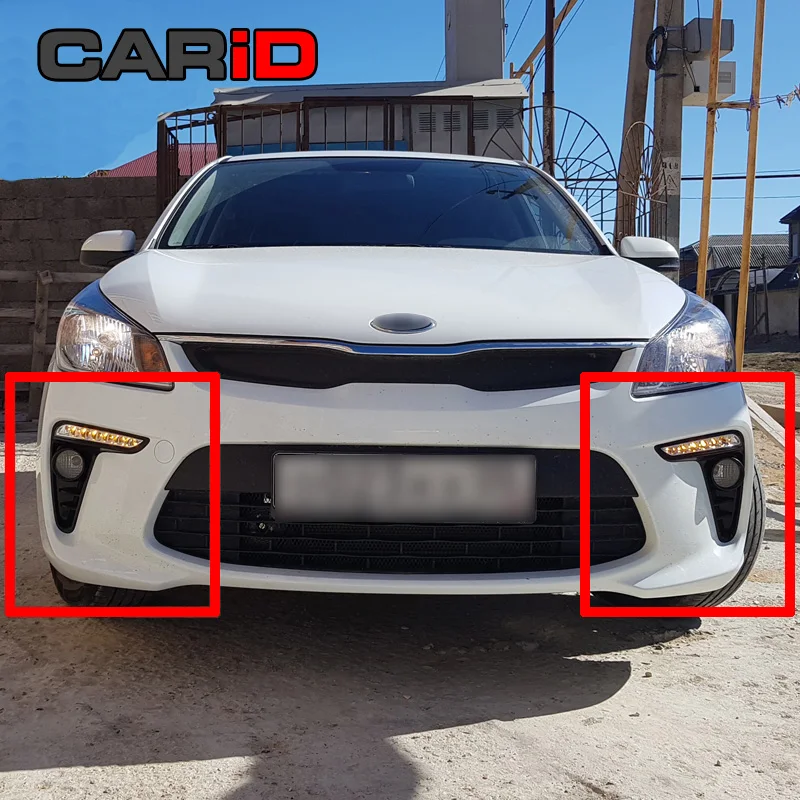 

CARiD LED Daytime Running Lights DRL Day Light Fog Lamp For Kia Rio K2 2017 2018 Yellow Turning Signal Style Relay Accessories