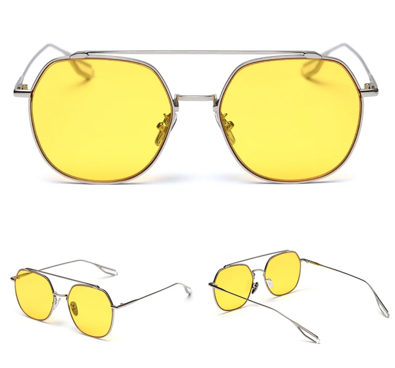Peekaboo, корейский стиль, солнцезащитные очки для женщин, прозрачный цвет,, летний подарок, элементы, квадратные солнцезащитные очки для мужчин, металлическая оправа, синий, желтый