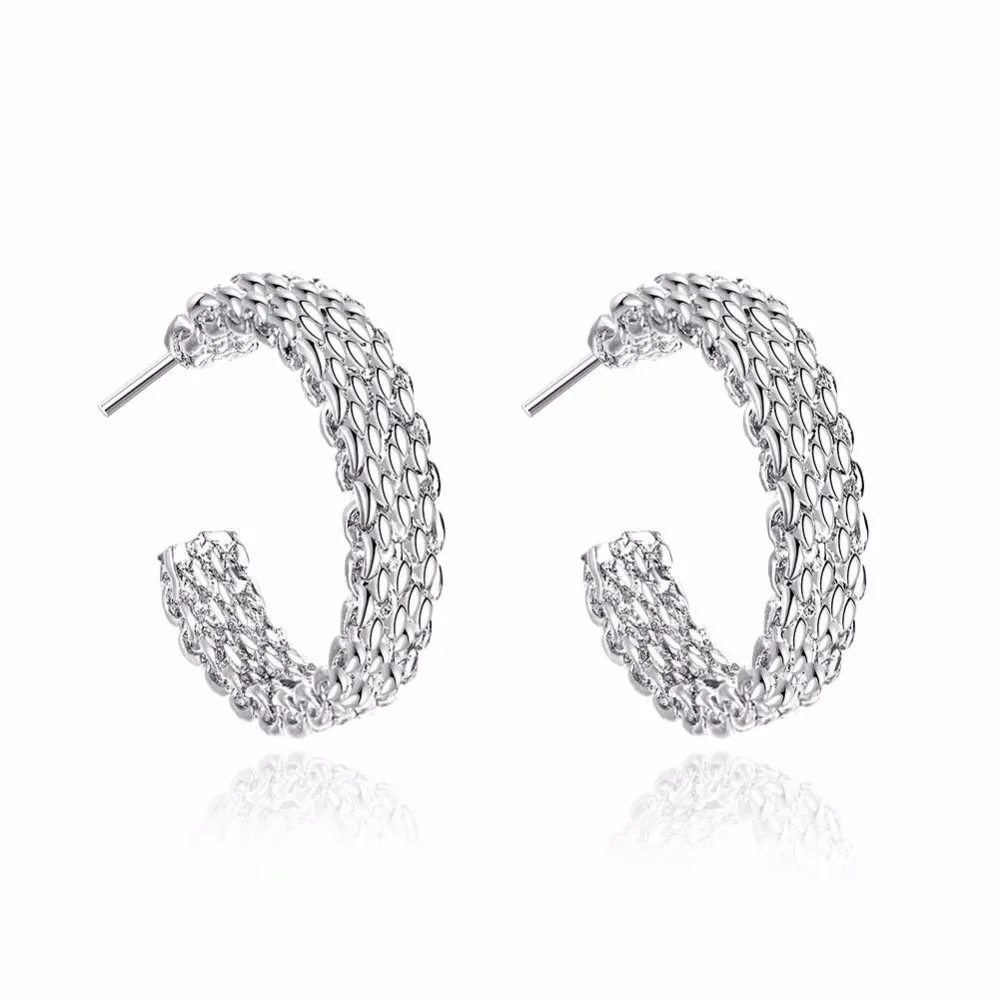 CHUKUI women silver round hoop earrings woman wholesale free shipping christmas gifts fashion jewelry metal half hoop earing  (2)