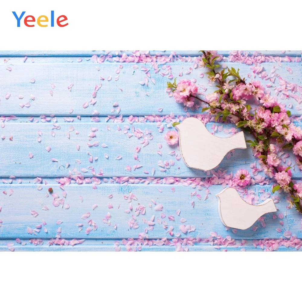 

Yeele Bue Wooden Board Backdrops Flower Birds Photography Background Customized Photographic Backdrop For Photo Studio