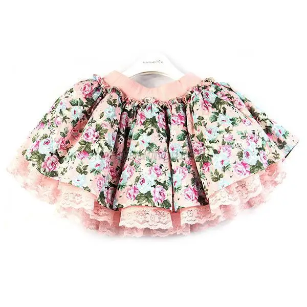 

New Girls Mini Skirts Floral Lace Tutu Skirts Baby Flower Princess Party Skirt