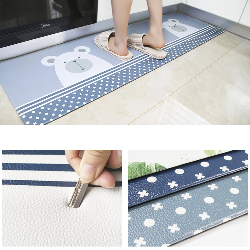 Quality Kitchen Carpets PVC Leather Floor Mats Large Floor Carpets Doormats Bedroom Tatami Waterpro