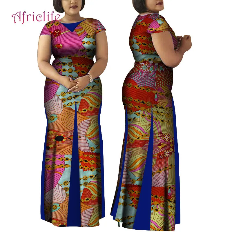 Женское Африканское платье Bazin Riche, Африканское платье, Новое поступление, женское длинное платье-Русалка из чистого хлопка, большие размеры, WY4148