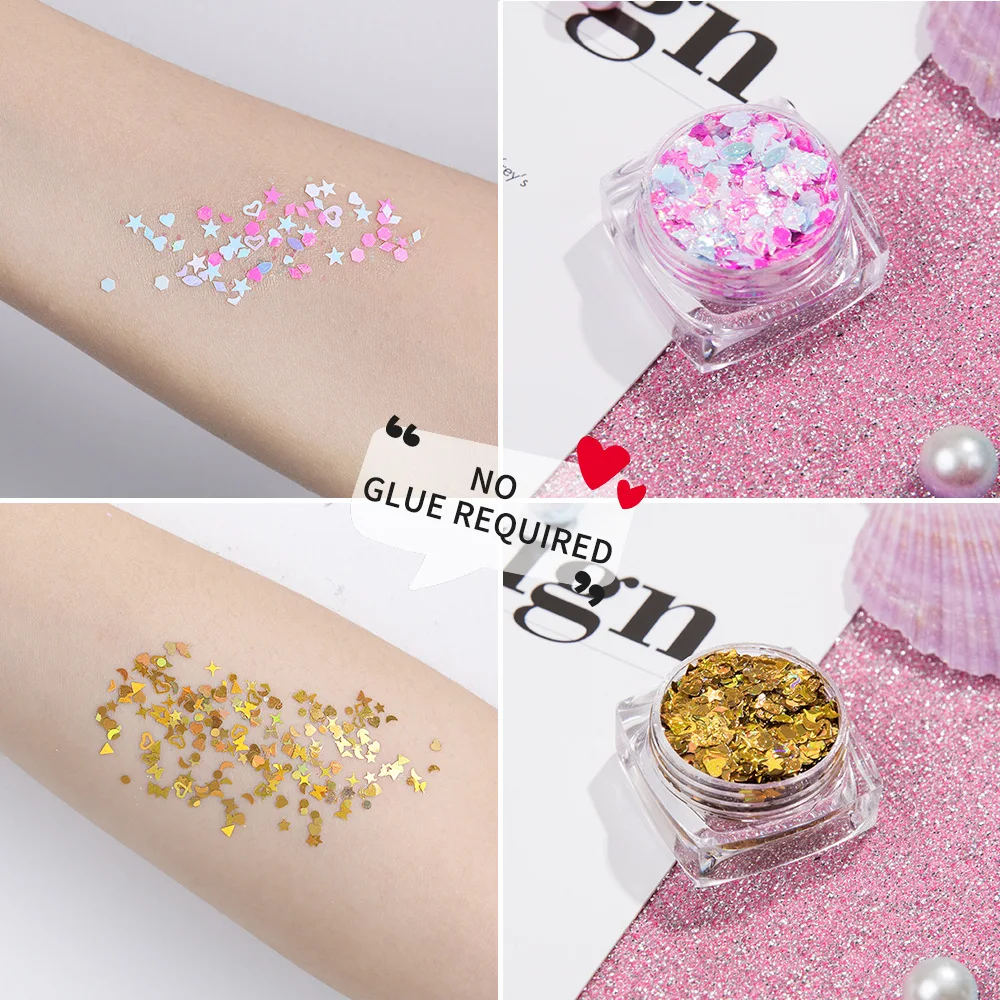 

1 Box Silver Holographic Sequins Glitter Shimmer Diamond 26 Color Eye Shiny Skin Highlighter Face Glitter Festival Makeup Start