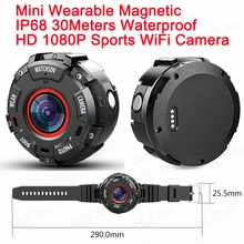 Широкоугольная Спортивная экшн DV WiFi камера IP68 30M Водонепроницаемая Full HD 1080P видеокамера мини носимая камера с ремешком для часов