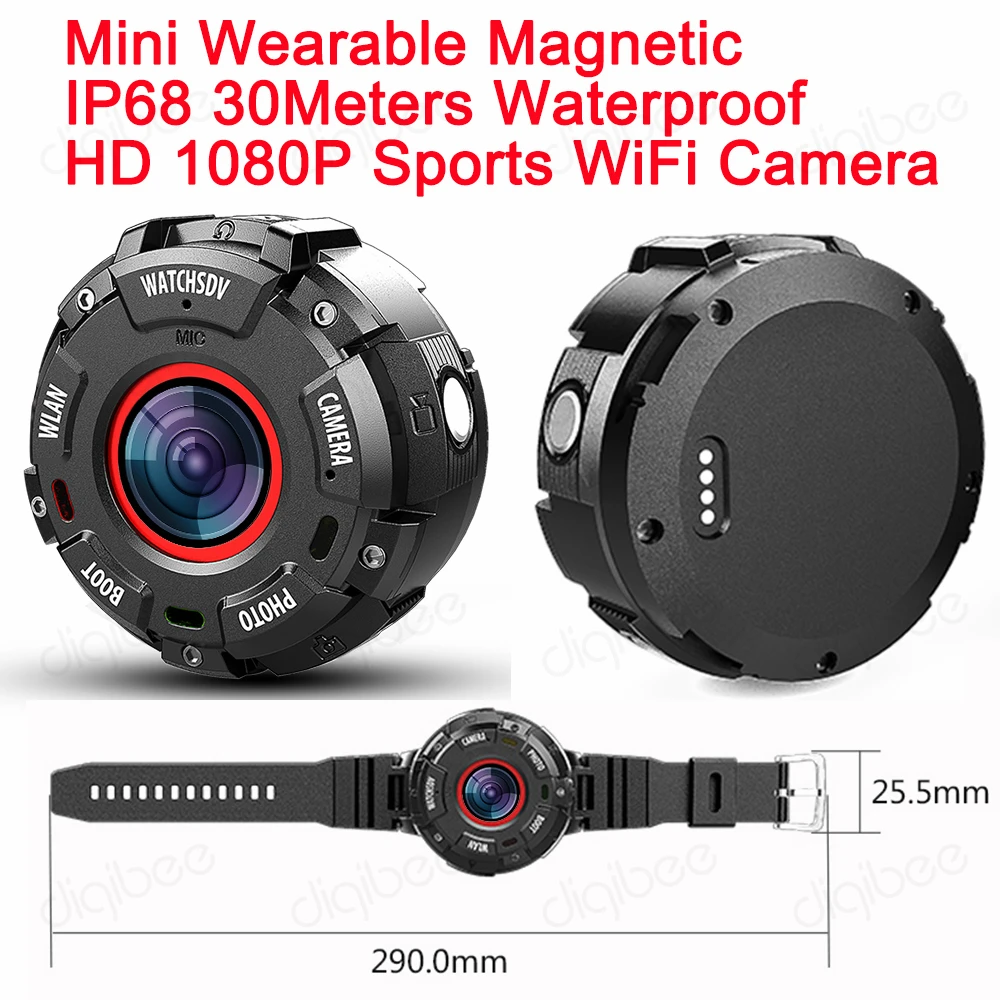 Спортивная экшн камера с широким углом обзора Wi Fi IP68 30 м Full HD 1080P|Компактные