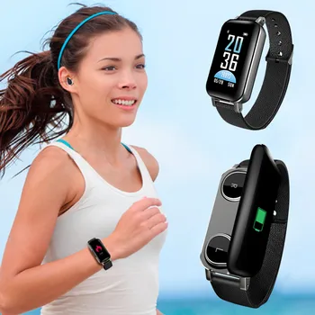 

Bluetooth 5.0 Smart Bracelet with Earphones Sports Heart Rate Sleeping Monitoring for Men Women Music Sports Gaming