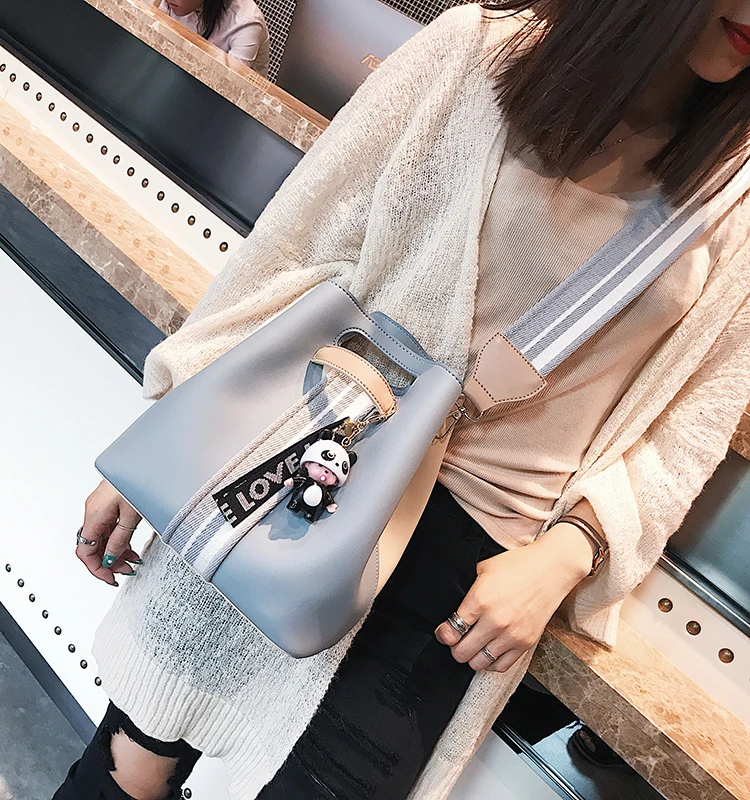 Burminsa сумка на плечо с широким ремешком и кулиской для девочек, корейский стиль, женские сумки-мессенджеры, милые кукольные сумки, осень